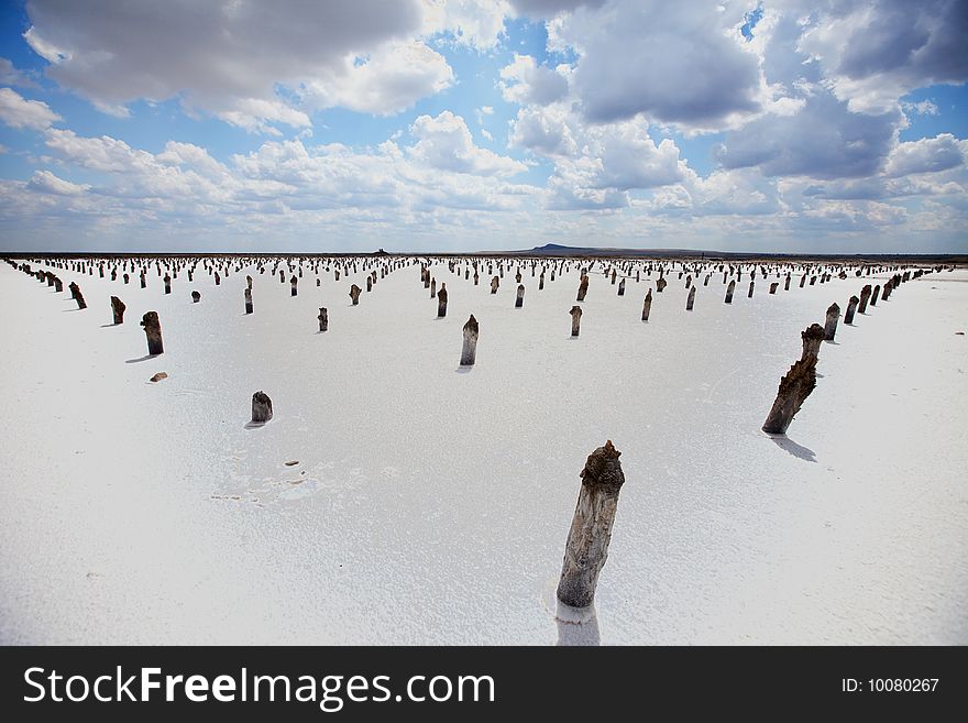 Saline Baskunchak, sky and clouds