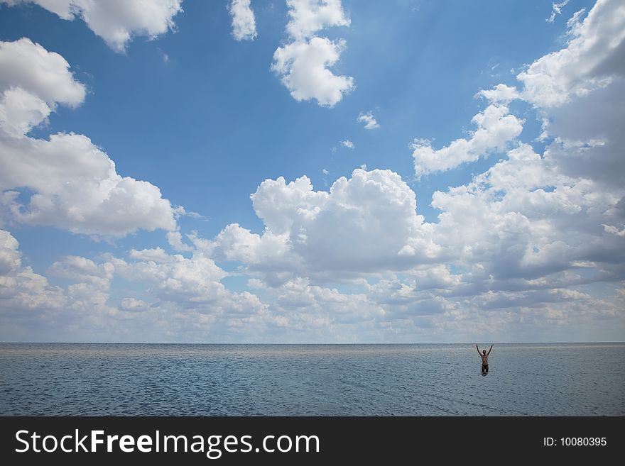 Saline Baskunchak, sky and clouds