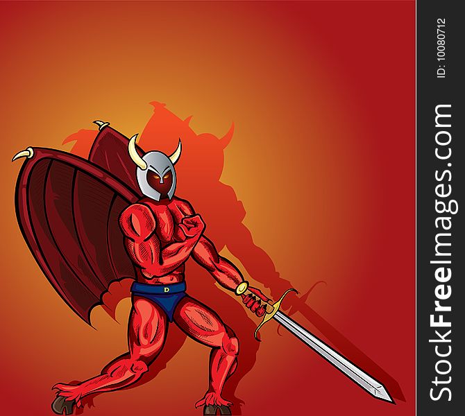Vector illustration of a warrior from hell. Vector illustration of a warrior from hell