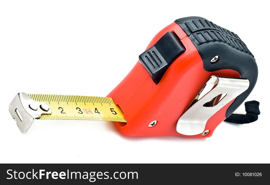 Tape measure on white background