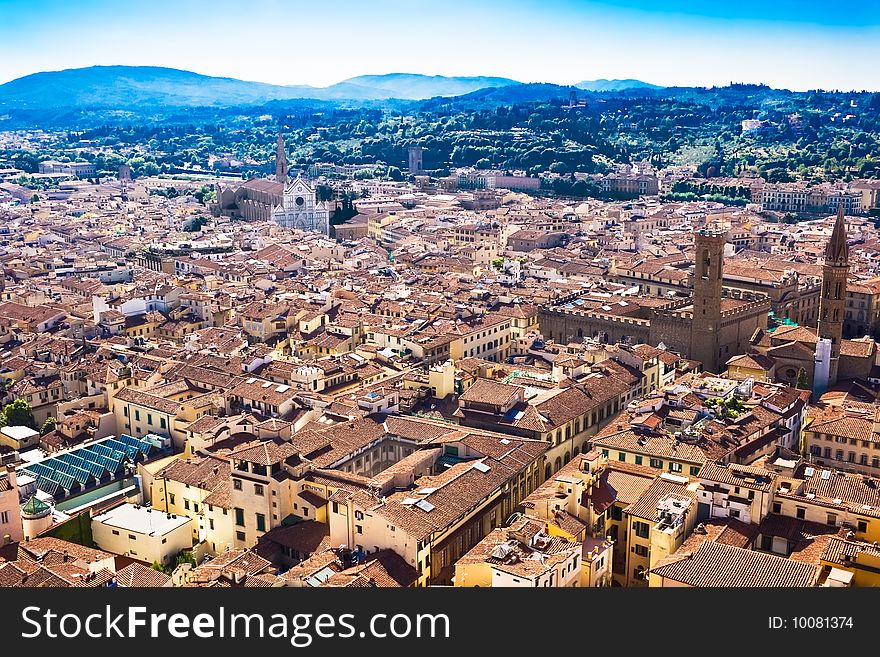 Panoramic view of Florence old city, Italy
