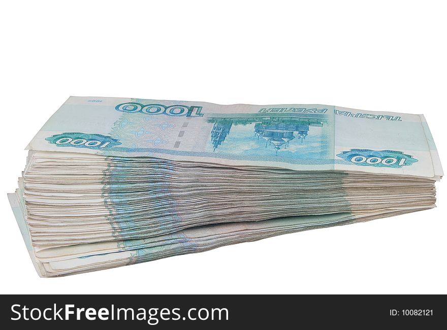 Monetary banknotes on a white background
