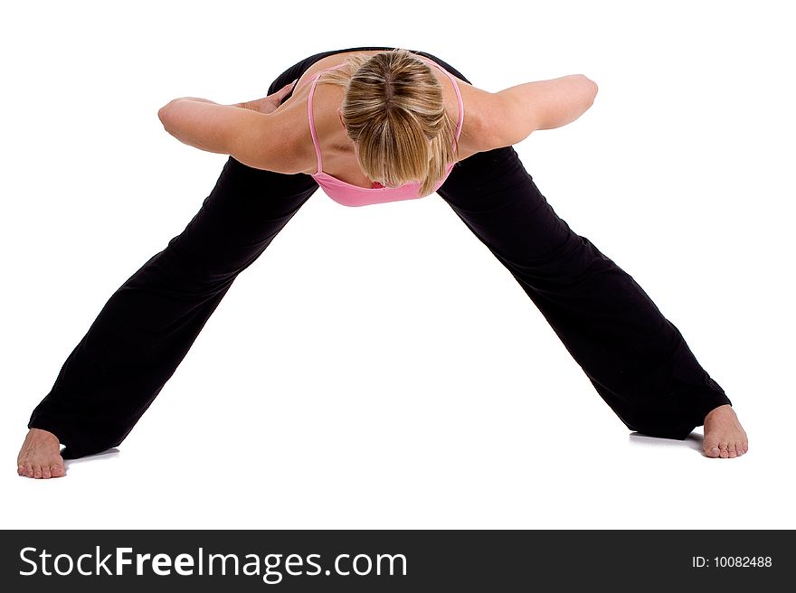 Woman doing yoga on white background. Woman doing yoga on white background