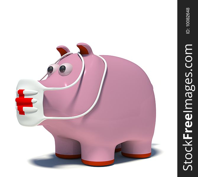 Illustraton of a pig in an air mask
represent swine influenza or H1N1