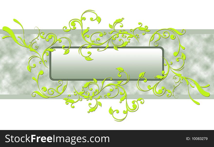 Decorative green computer generated floral background with green vines. Decorative green computer generated floral background with green vines