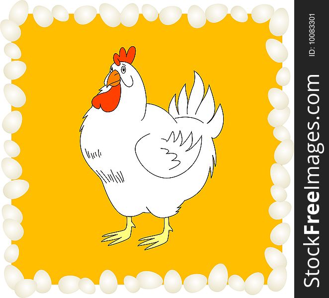 Vector illustration of chiken with eggs