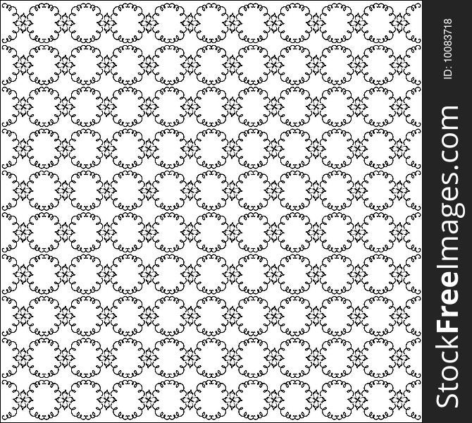 Vector curved seamless pattern in black and white colors