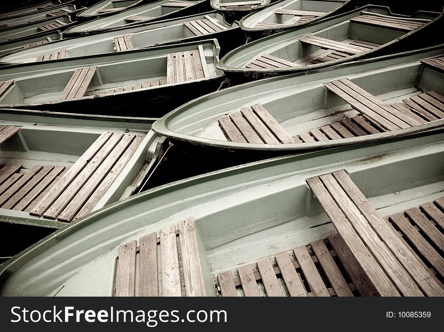 Group of boats. Toned image.