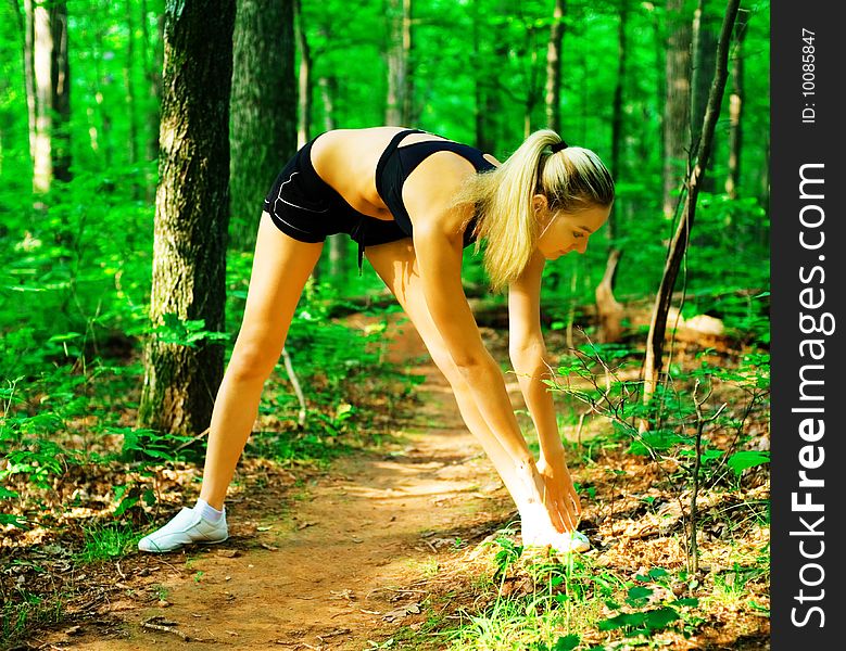 Blonde Woman Exercising