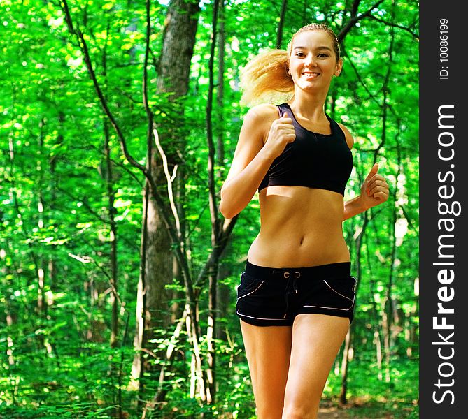 Blonde haired woman exercising, from a complete series of photos. Blonde haired woman exercising, from a complete series of photos.