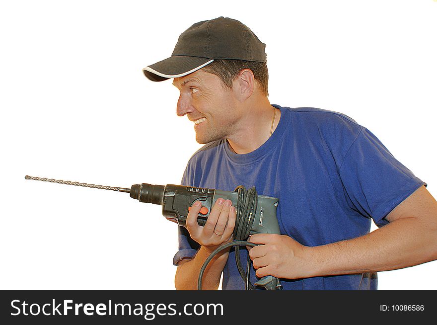 Portrait of worker with perforator