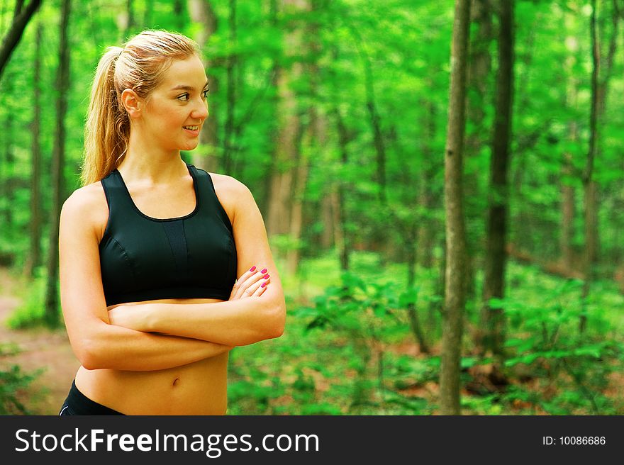 Blonde Woman Exercising