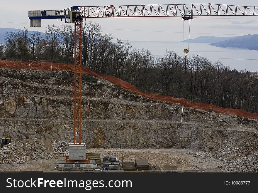 Construction site of future sport-hall in Kastav, small town near Rijeka.