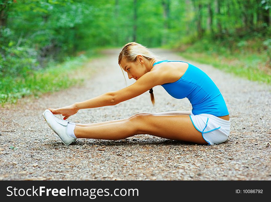 Woman runner exercising, from a complete series of photos. Woman runner exercising, from a complete series of photos.