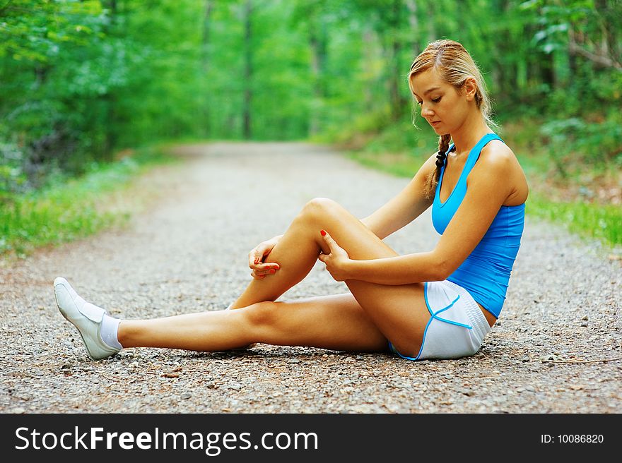 Woman runner exercising, from a complete series of photos. Woman runner exercising, from a complete series of photos.