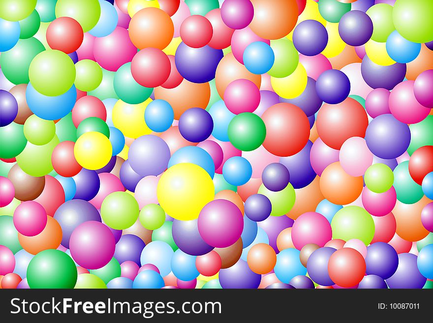 Very much many varicoloured balls.On all screen.Vectorial illustration is translated in a raster.