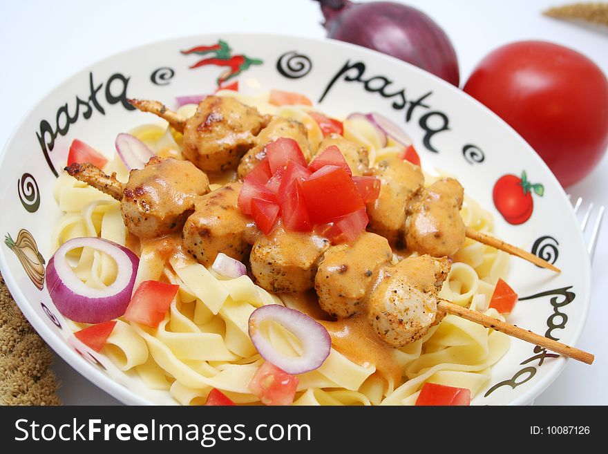 Fresh italian pasta with meat and tomatoes. Fresh italian pasta with meat and tomatoes