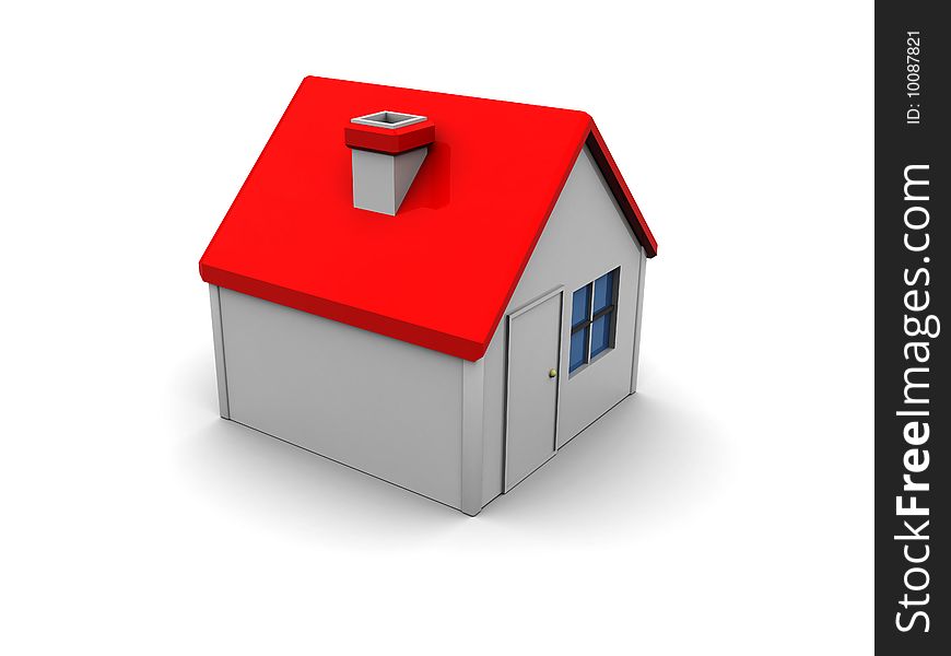 3d illustration of toy house over white background