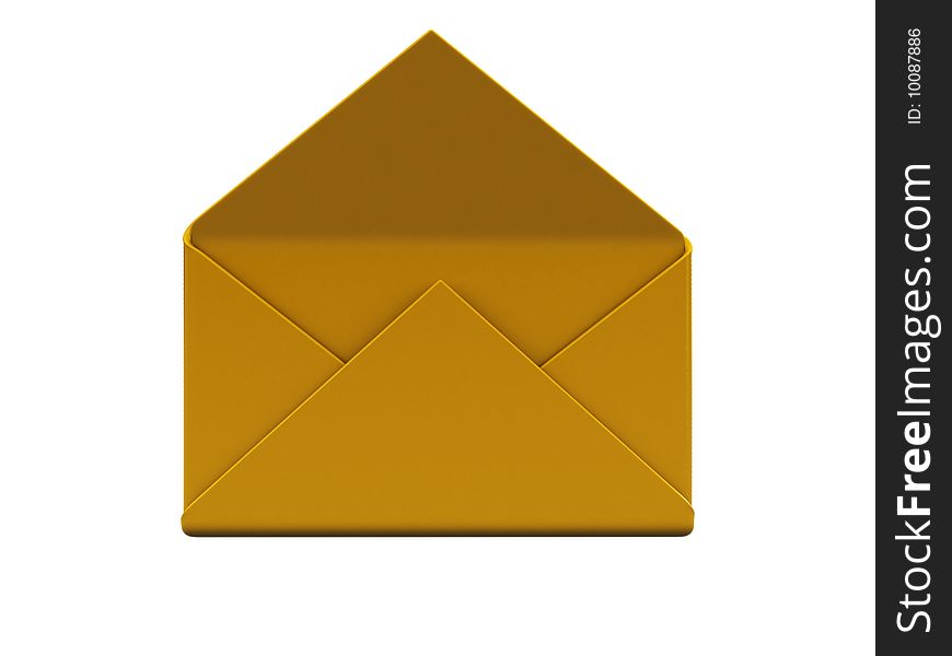 3d illustration of empty mail envelope over white background