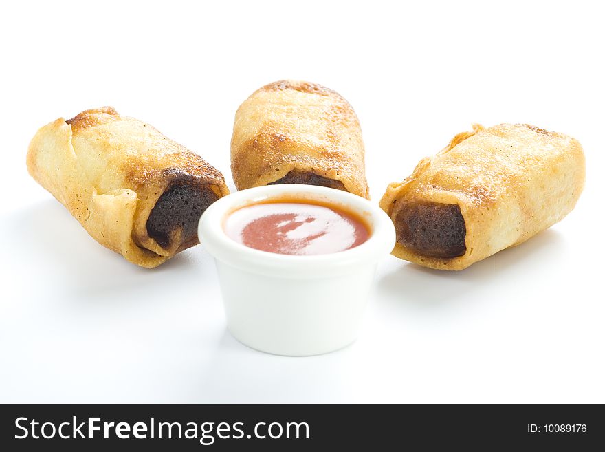 Delicious spring rolls traditional china cuisine isolated