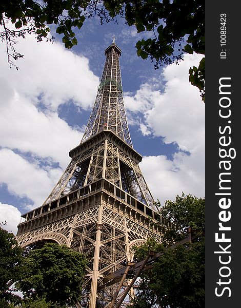 View of the Eiffel Tower in in Paris