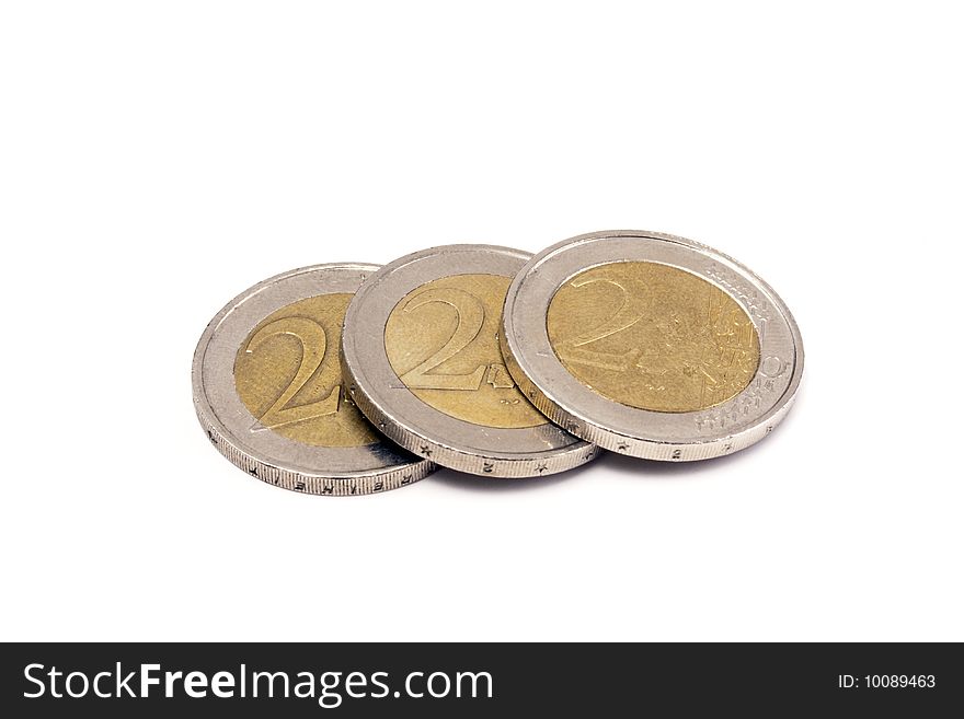 Euro coins isolated on white background