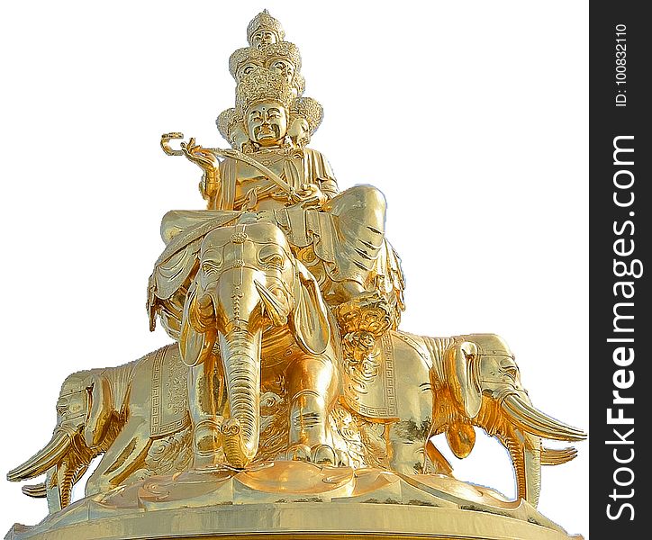 Statue, Sculpture, Gold, Brass