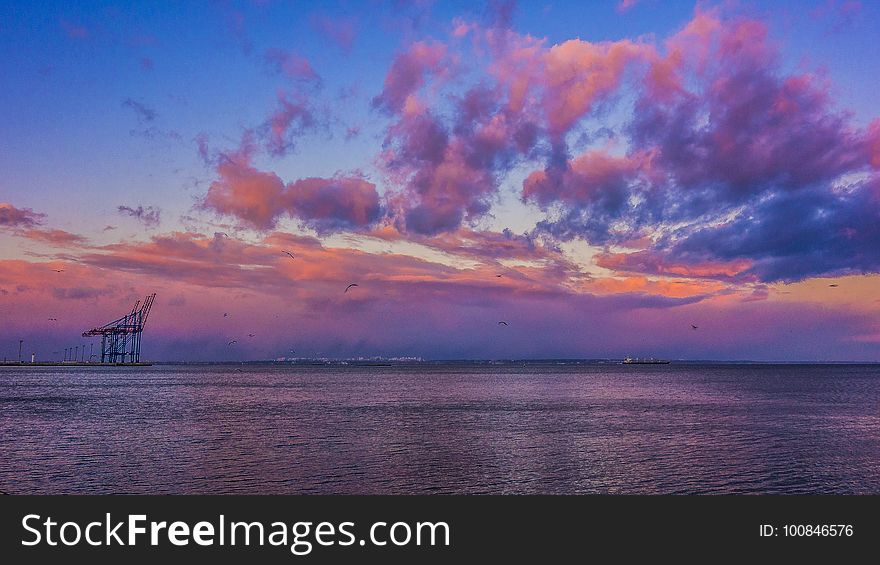 Sky, Horizon, Afterglow, Sea