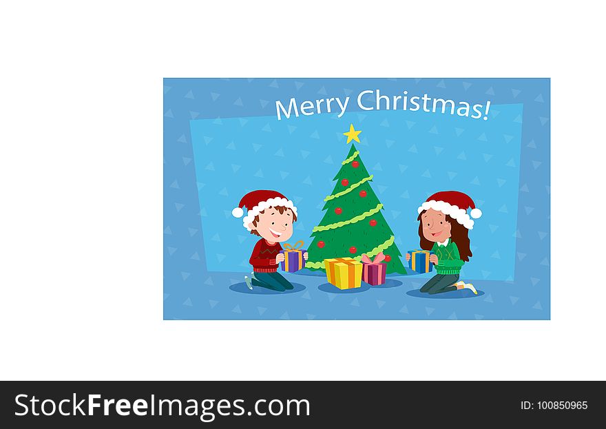 Children Background With Christmas Tree