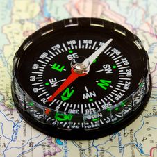 Compass Over Map Background Stock Photo Compass Over Map Background Stock Photo