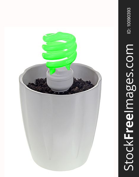 Green energy - bulb in a plant pot