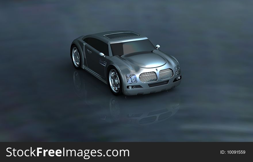 A concept car designed by 3D software.