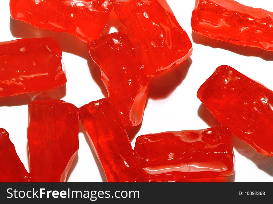Group of red hard candy