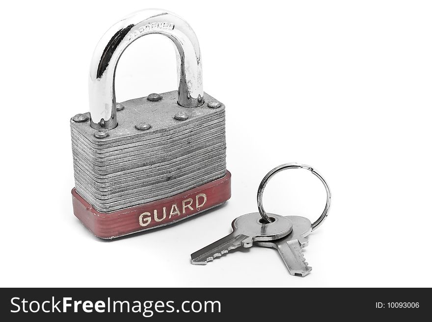 Padlock, dial lock and keys with white background. Padlock, dial lock and keys with white background