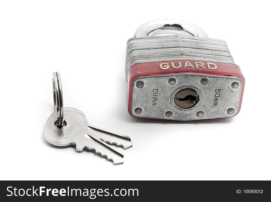 Padlock, dial lock and keys with white background. Padlock, dial lock and keys with white background