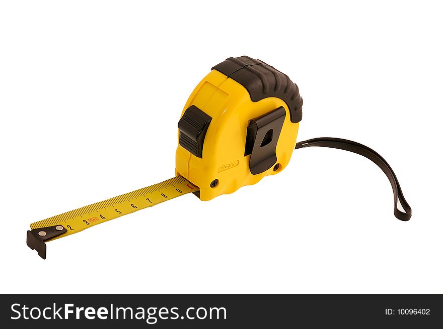 Isolated yellow tape measure on a white background