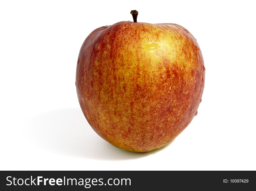 Red apple dew drops isolated with clipping path