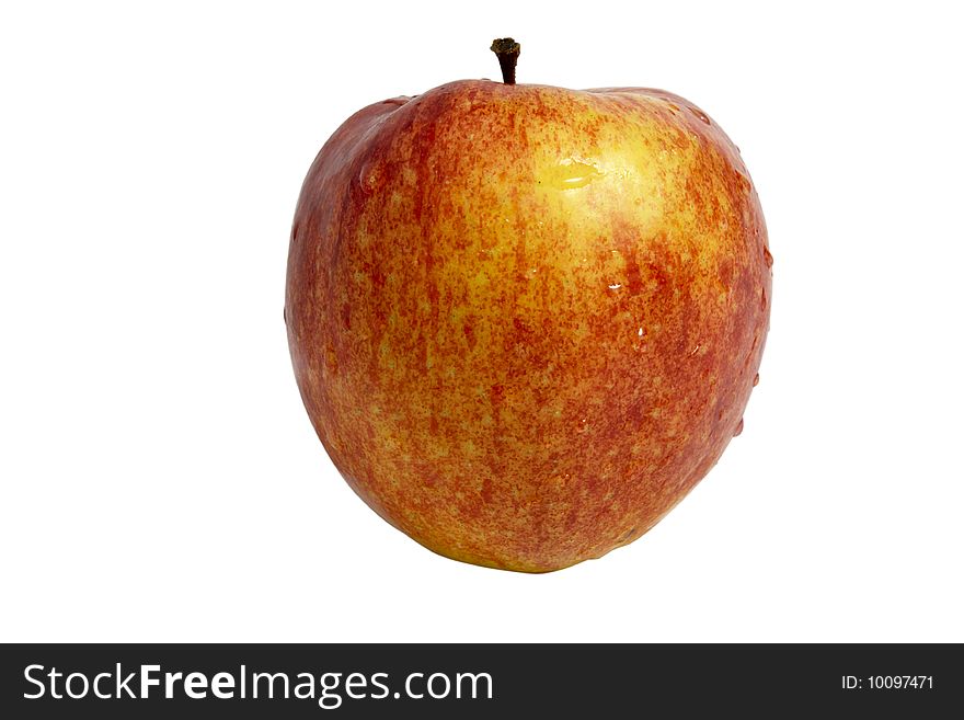 Red apple dew drops isolated with clipping path