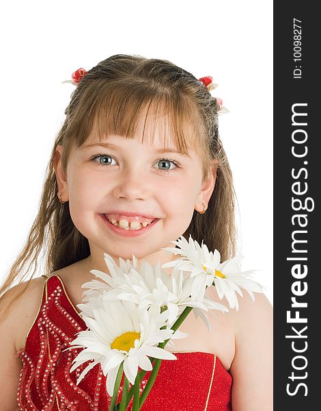 An image of a pretty girl with white flowers