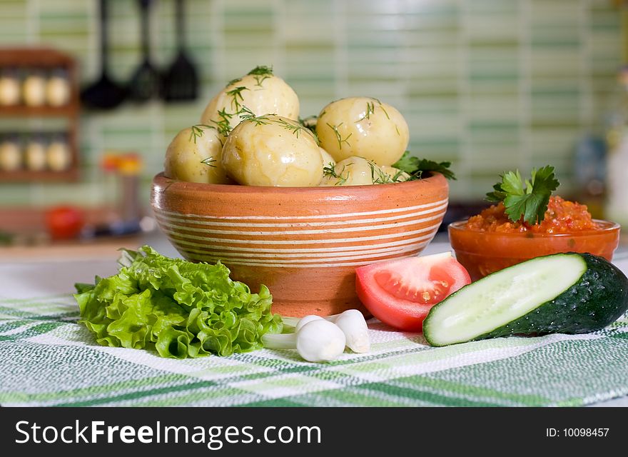 Traditional meal: boiled potatoes and other vegetables