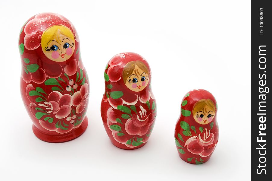 Painted wooden dolls, Russian souvenir. Painted wooden dolls, Russian souvenir