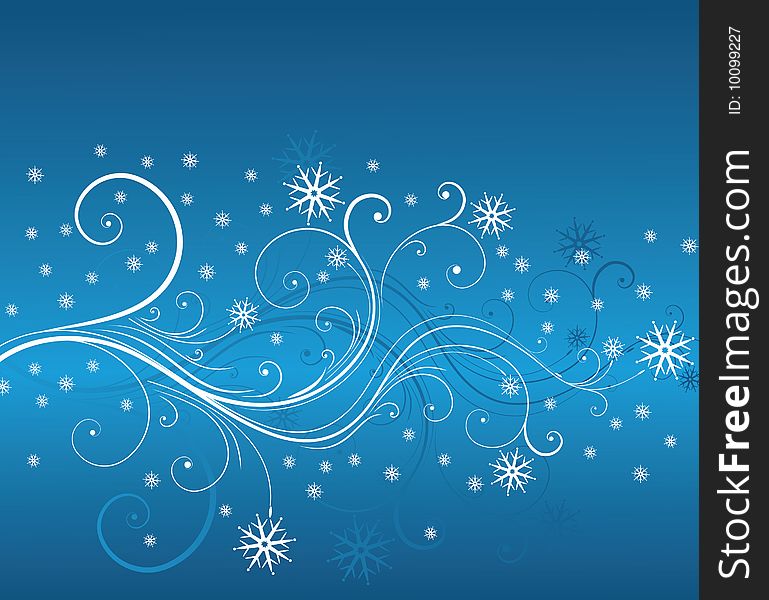 Winter floral background with snowflakes