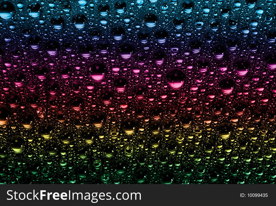 Macro Of Colorful Water Drops