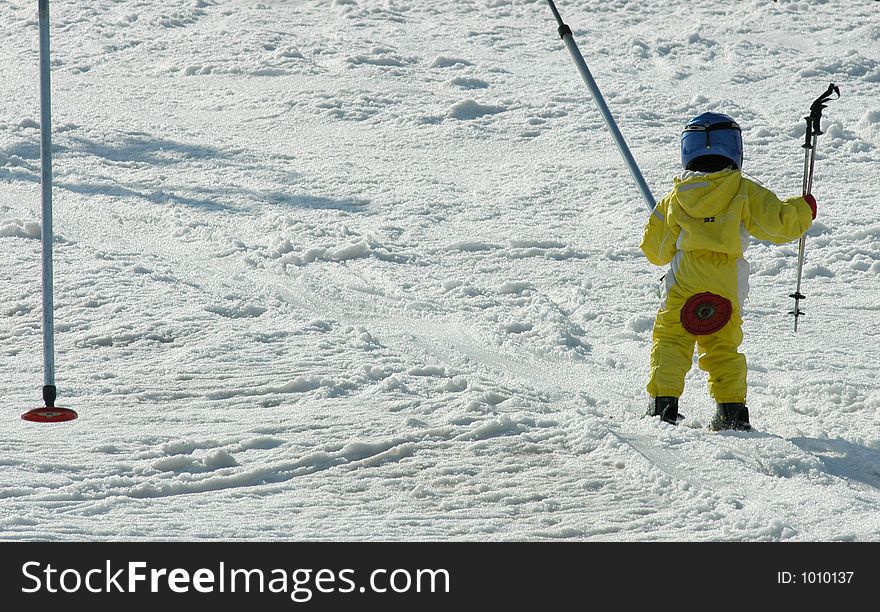 Small child on ski-lift. Small child on ski-lift