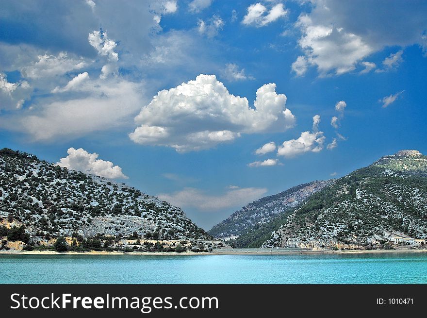 A small artificial lake in Aragon, North-Eastern Spain. A small artificial lake in Aragon, North-Eastern Spain.