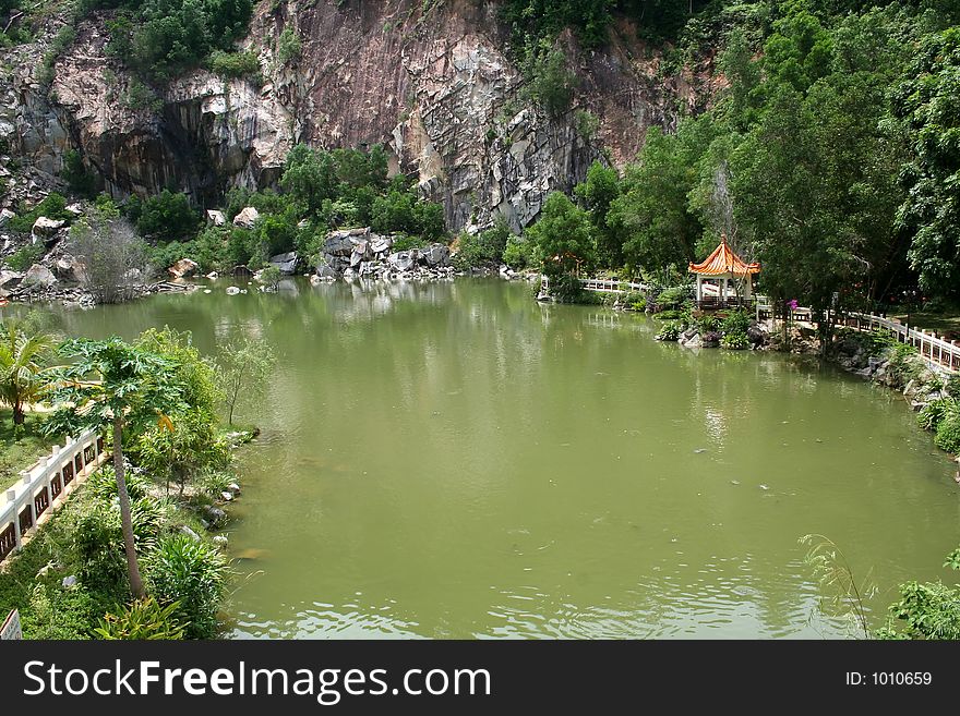 Chinese pagodas, by the lake