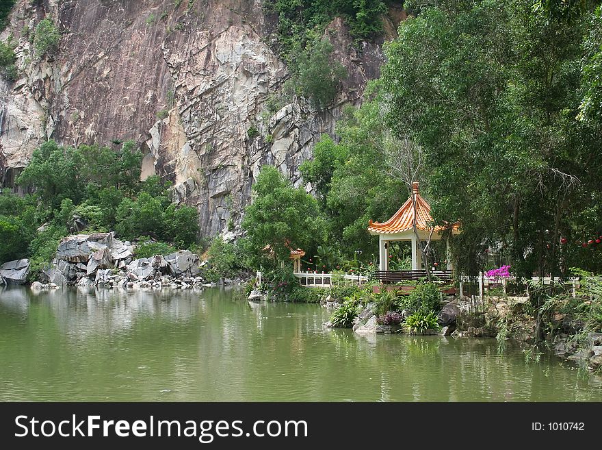 Chinese pagodas, by the lake