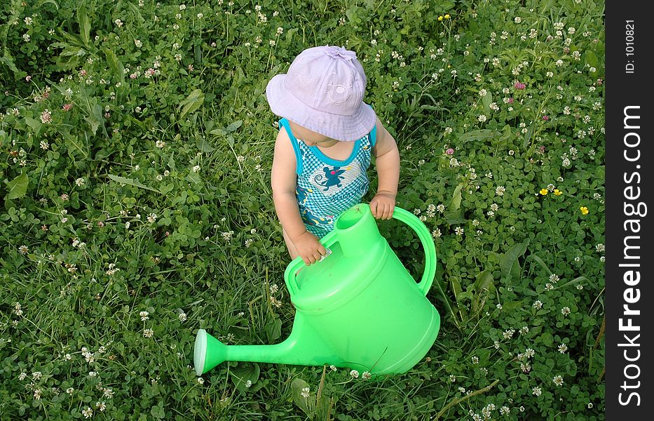 Litlle Girl And Watering-pot