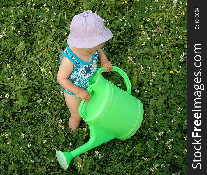 Litlle Girl And Watering-pot