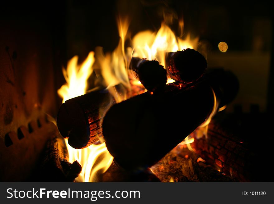 Fireblades in fireplace